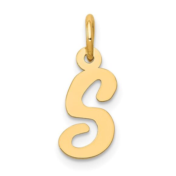 10k Yellow Gold Small Script Initial S Charm - Picture 1 of 4